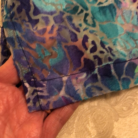 ALIA NWT SIZE 18 SHEER FLORAL COOL BLOUSE 3/4 SLEEVE PURPLES & TEAL BUTTONS #026 - Picture 8 of 11
